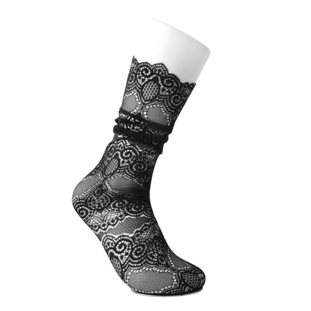 NEW in pkg TUK black lace socks